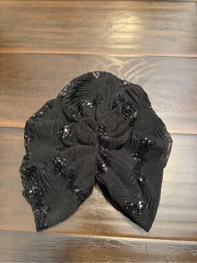 Made in Syria Black Sequin Twisted Turban